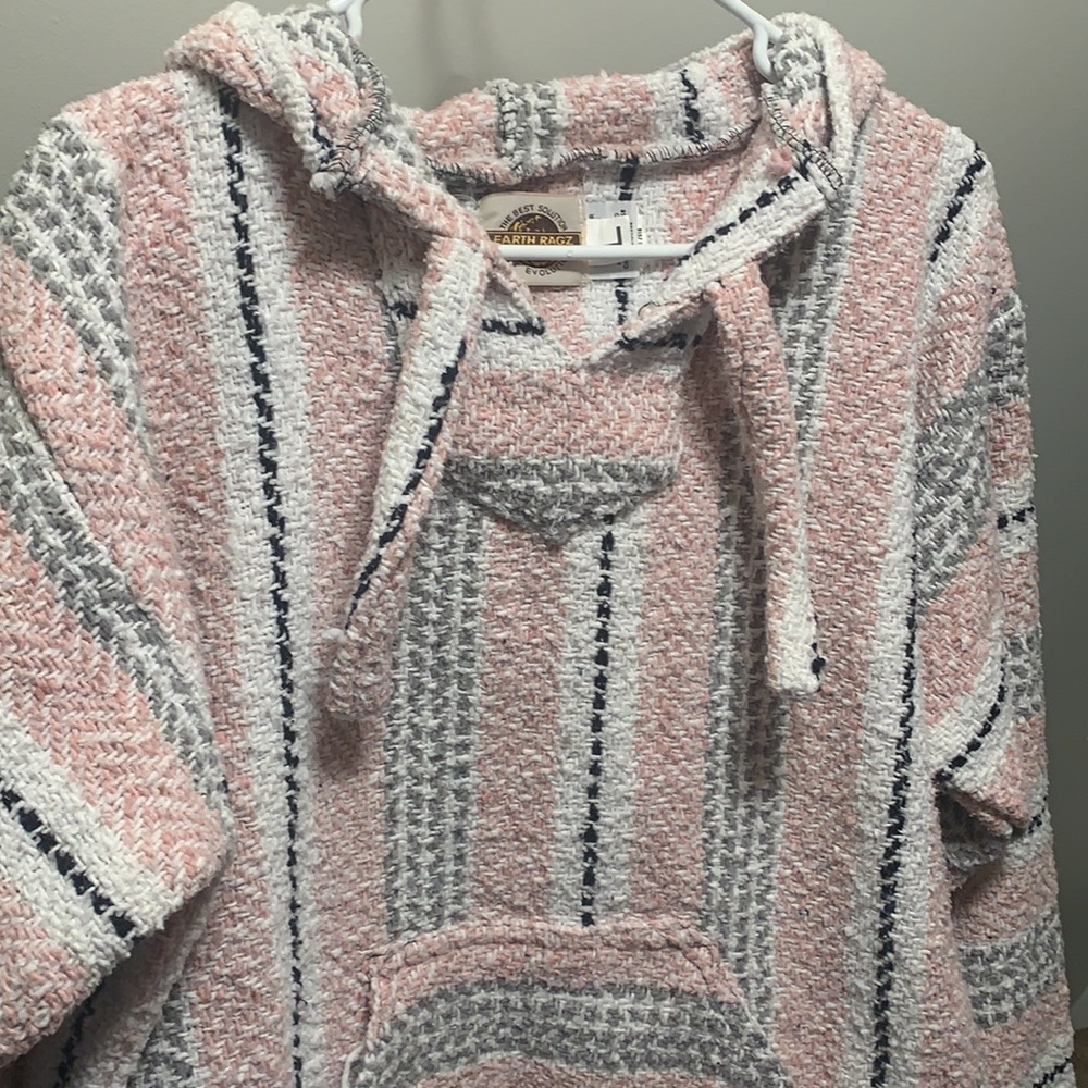 Pink + White Poncho Large - Picture 5 of 6